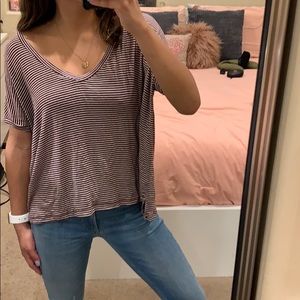 Maroon striped Brandy Melville V-neck